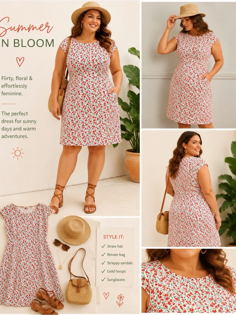 BODEN White Floral Print Dress